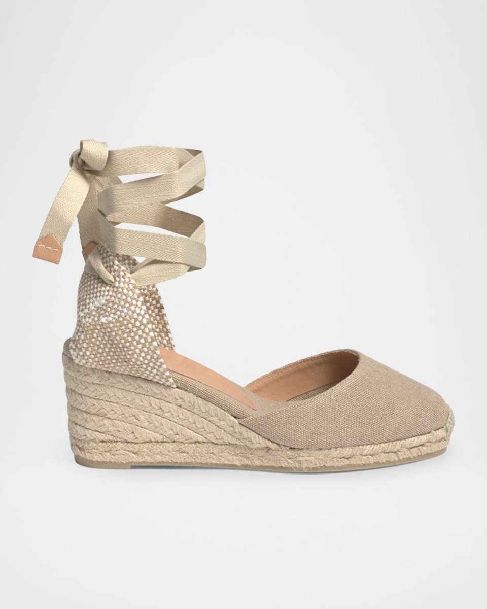 Carina Canvas Ankle-Tie Wedge Espadrilles